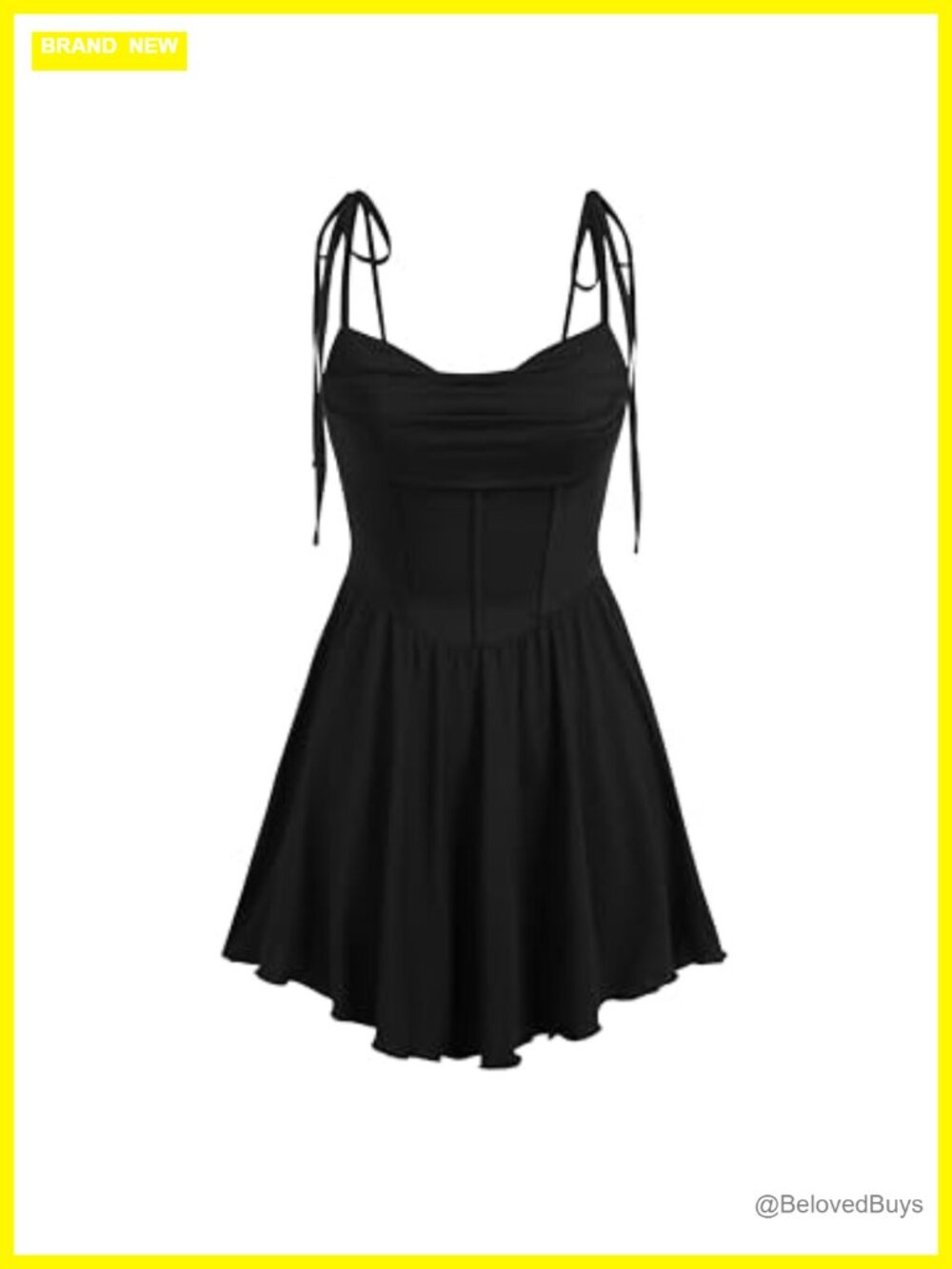 Cowl Neck Tie Up Mini Dress Sleeveless Ruched A Line Corset Party Wedding Guest